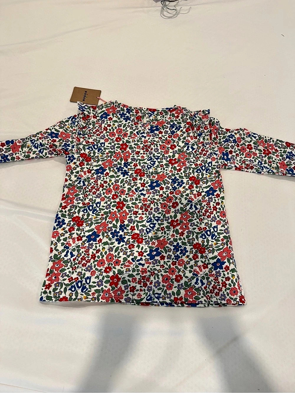 Boden Floral Long Sleeve top ruffle  Girls Size 8-9Y NWT